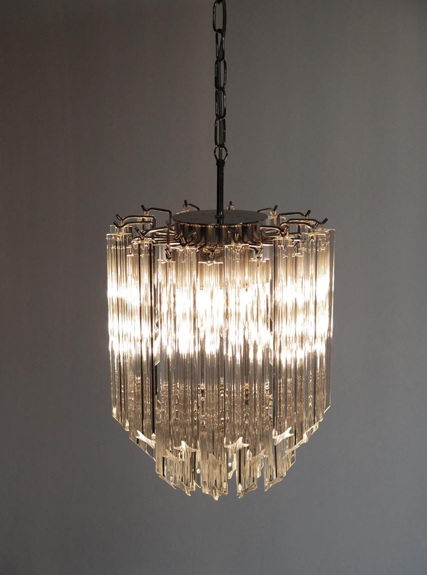 Quadriedri Murano chandelier – 47 trasparent prisms 5