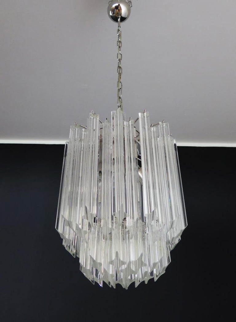 
Fantastic vintage Murano chandelier made by 47 Murano trasparent crystal prism 
