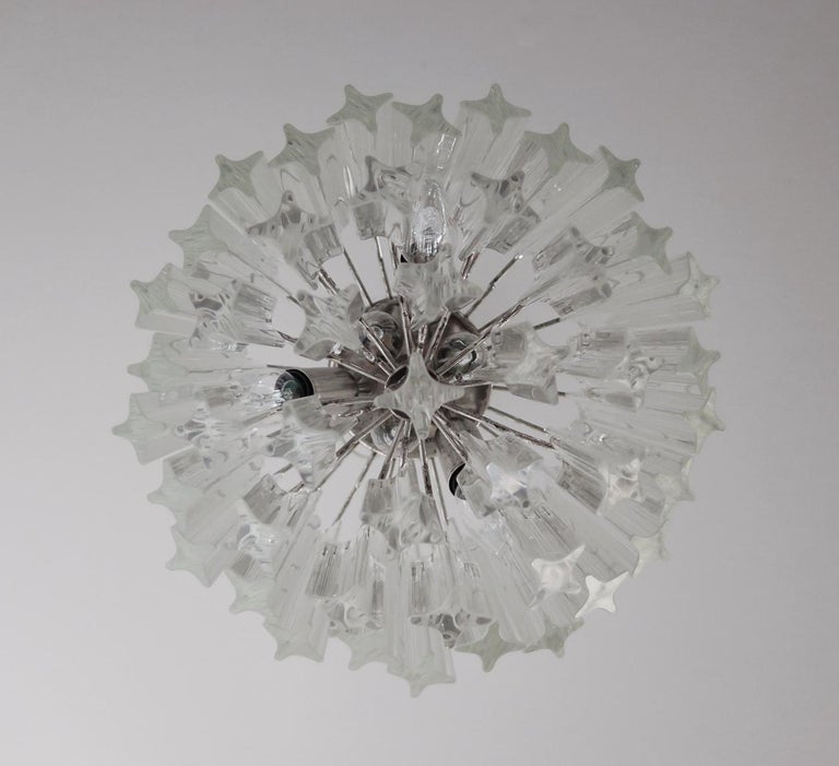 Italian Quadriedri Murano chandelier – 47 trasparent prisms For Sale