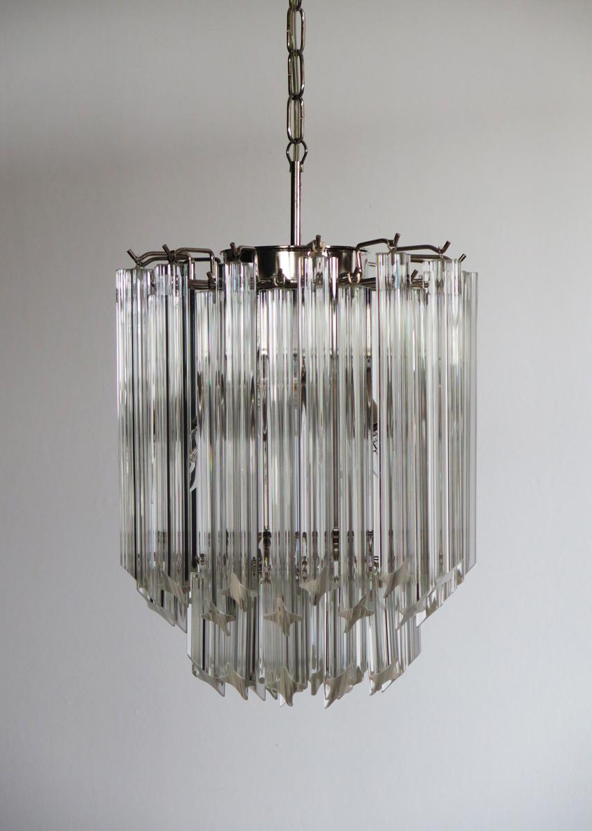 Late 20th Century Quadriedri Murano chandelier – 47 trasparent prisms
