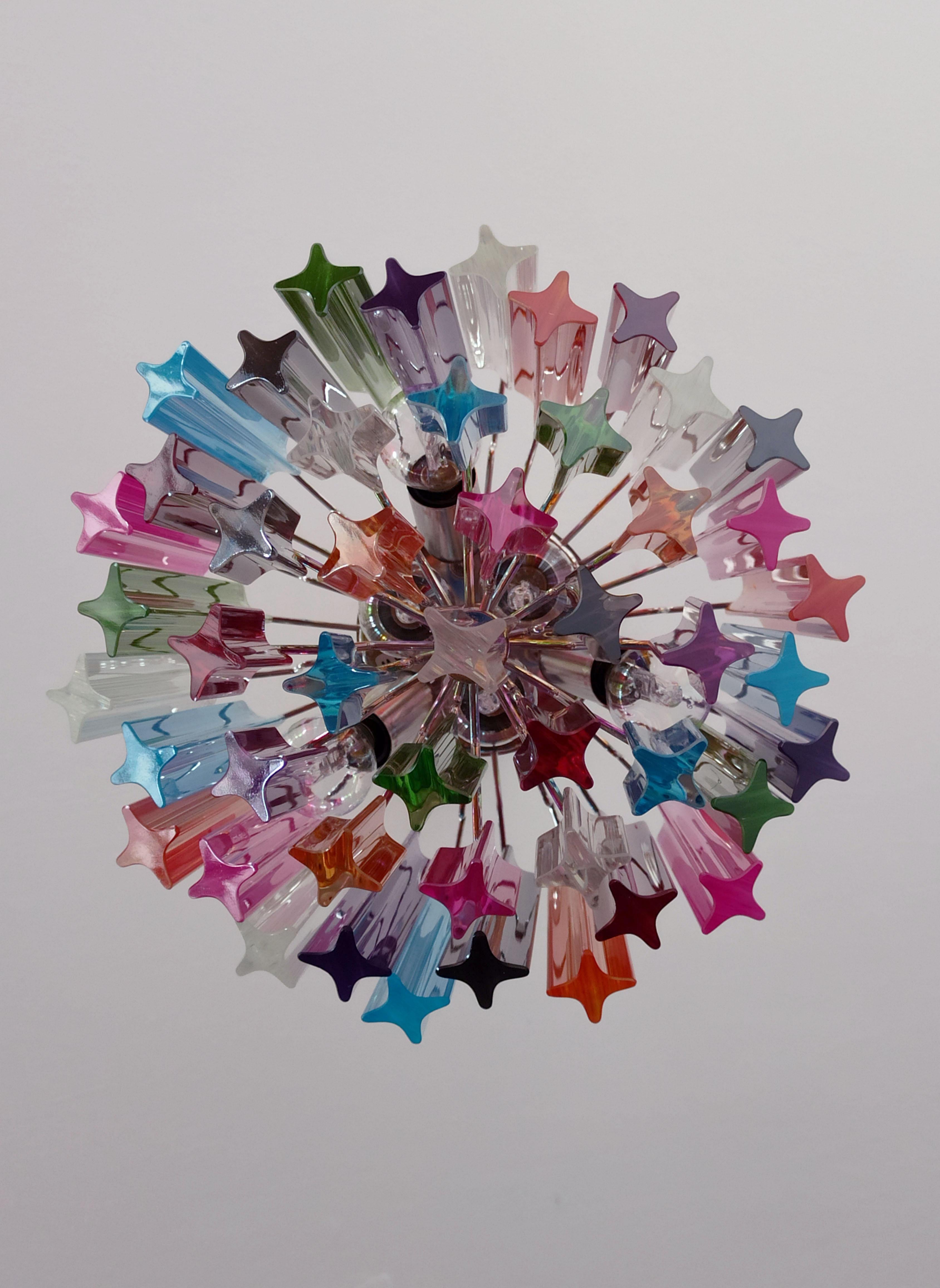 Quadriedri Murano Chandelier, 47 Multicolored Prisms 7
