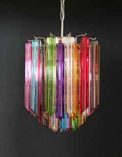 Quadriedri Murano Chandelier, 47 Multicolored Prisms