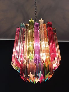 Quadriedri Murano Chandelier, 47 Multicolored Prisms