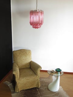Quadriedri Murano Chandelier, 47 Pink Prisms