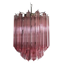 Lustre Quadriedri de Murano, 47 prismes roses