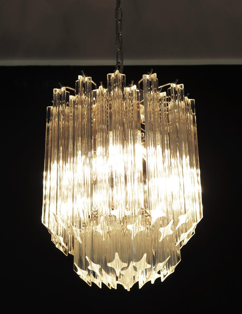 Lampadario Quadriedri di Murano - 47 prismi trasparenti in vendita 3