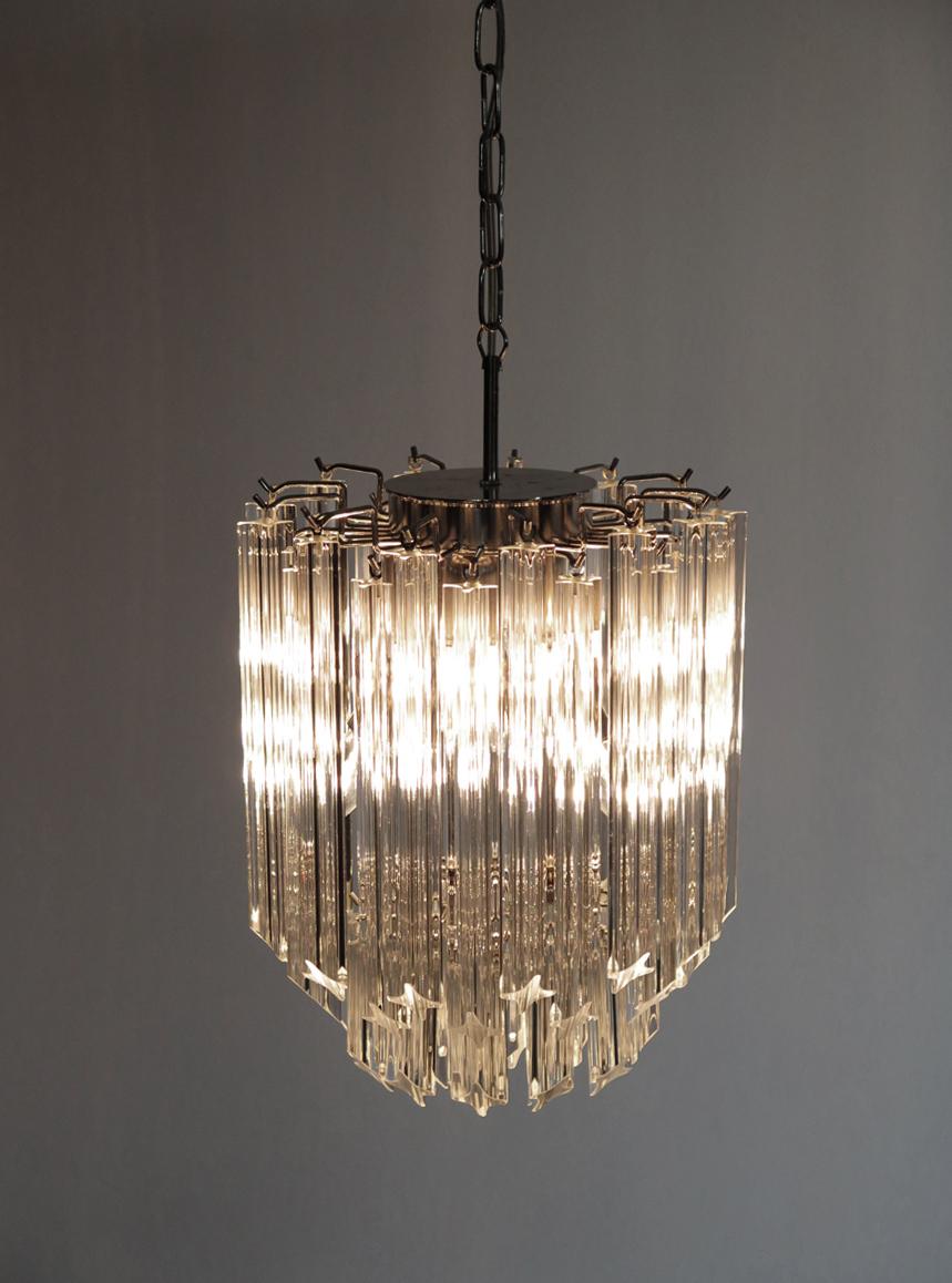 Lampadario Quadriedri di Murano - 47 prismi trasparenti in vendita 5