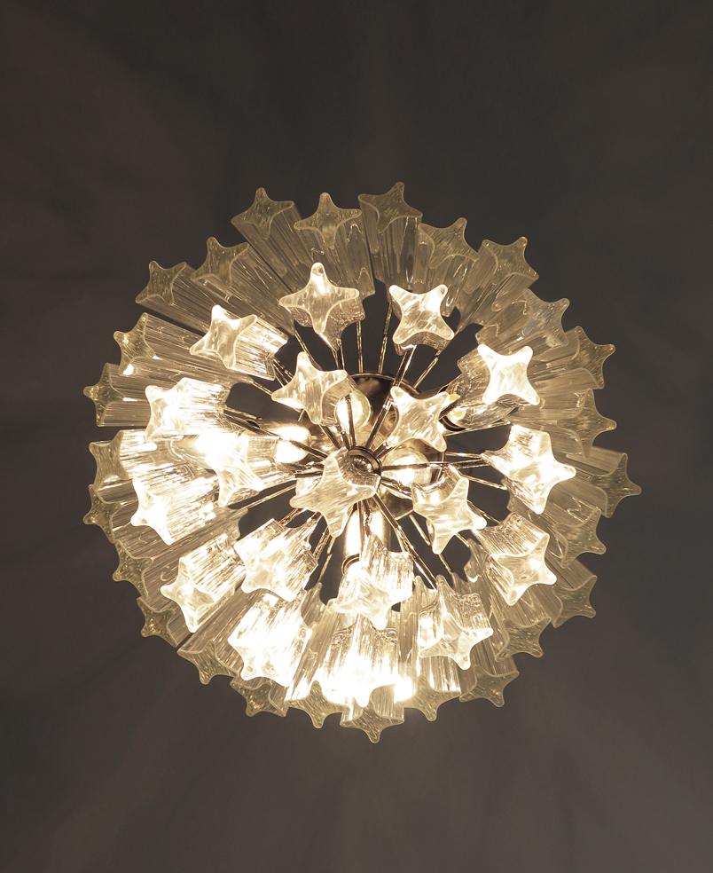 Lampadario Quadriedri di Murano - 47 prismi trasparenti in vendita 1