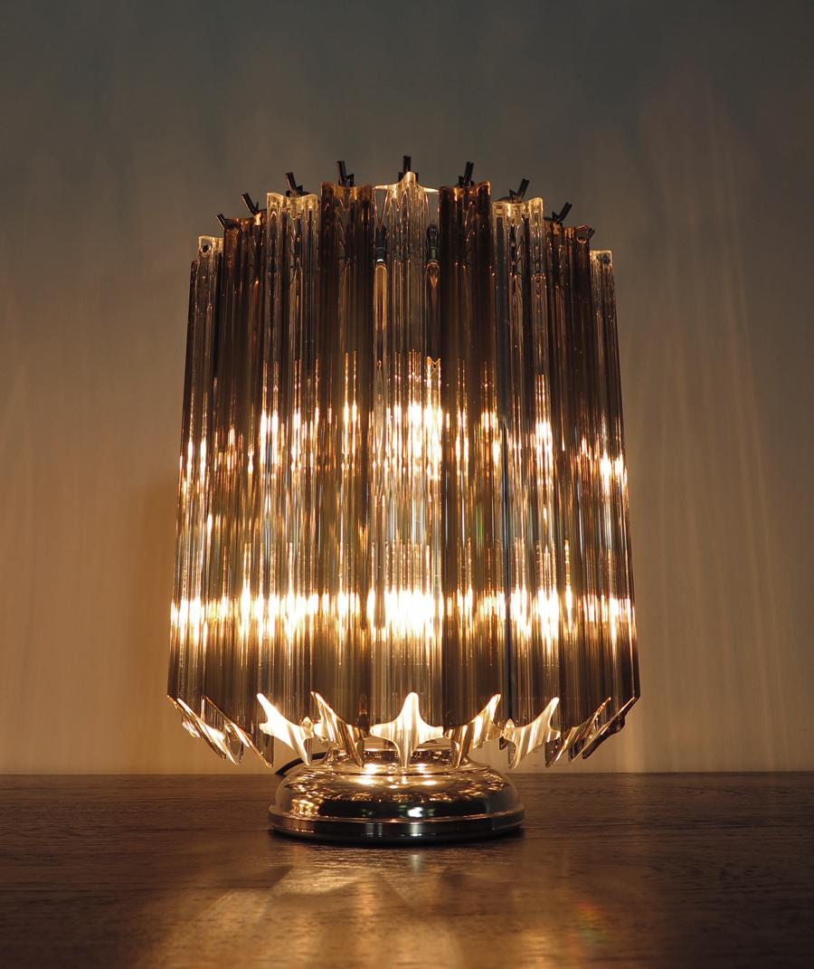 Lampe de table Quadriedri de style Venini - prisme transparent et fumé en vente 3