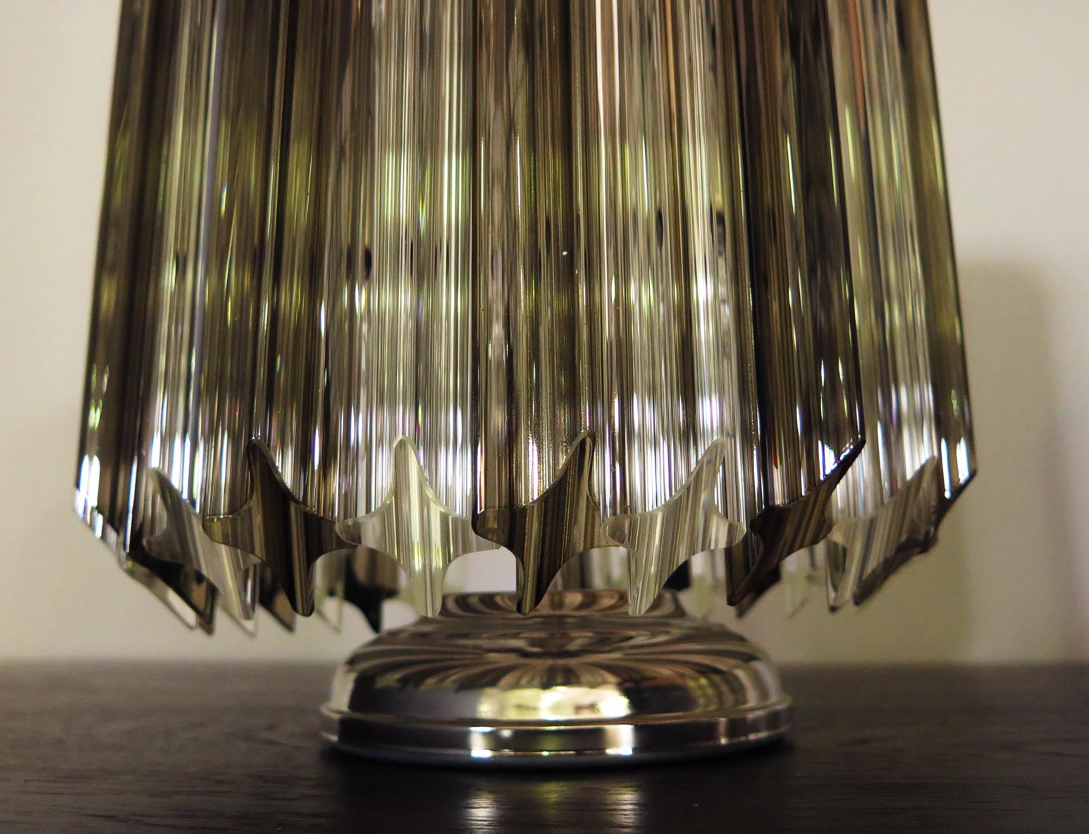 Quadriedri Table Lamp, Venini Style, Transparent and Smoked Prism 6