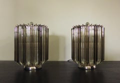 Quadriedri Table Lamp, Venini Style, Transparent and Smoked Prism