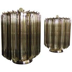 Quadriedri Table Lamp, Venini Style, Transparent and Smoked Prism
