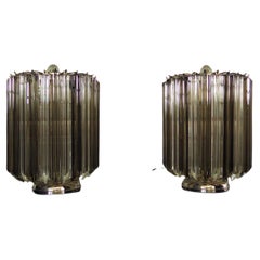 Vintage Quadriedri Table Lamp - Venini Style - trasparent and smoked prism