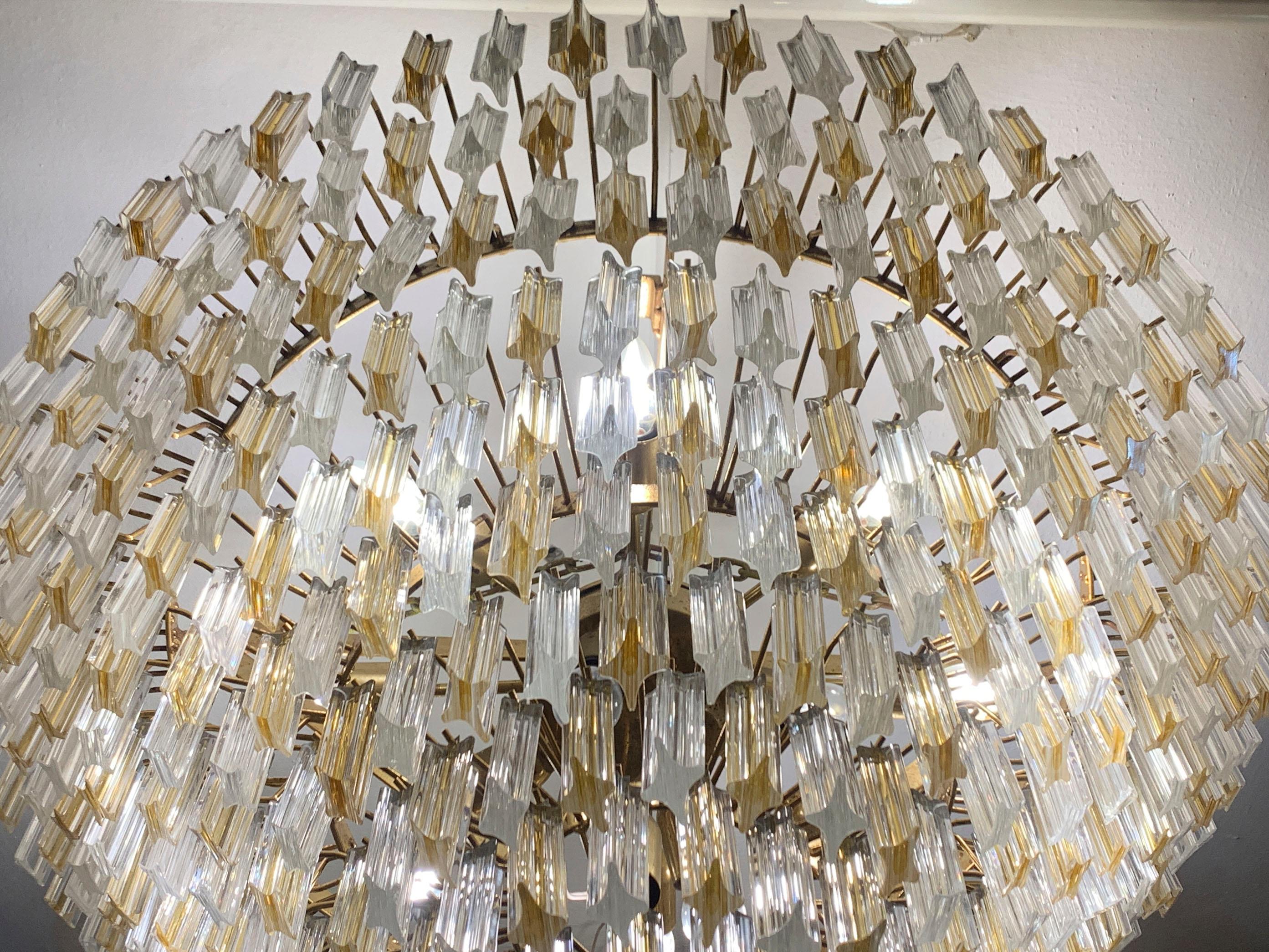 Moderno Lampadario Quadriedro in vetro di Murano di Venini , circa anni '60 in vendita