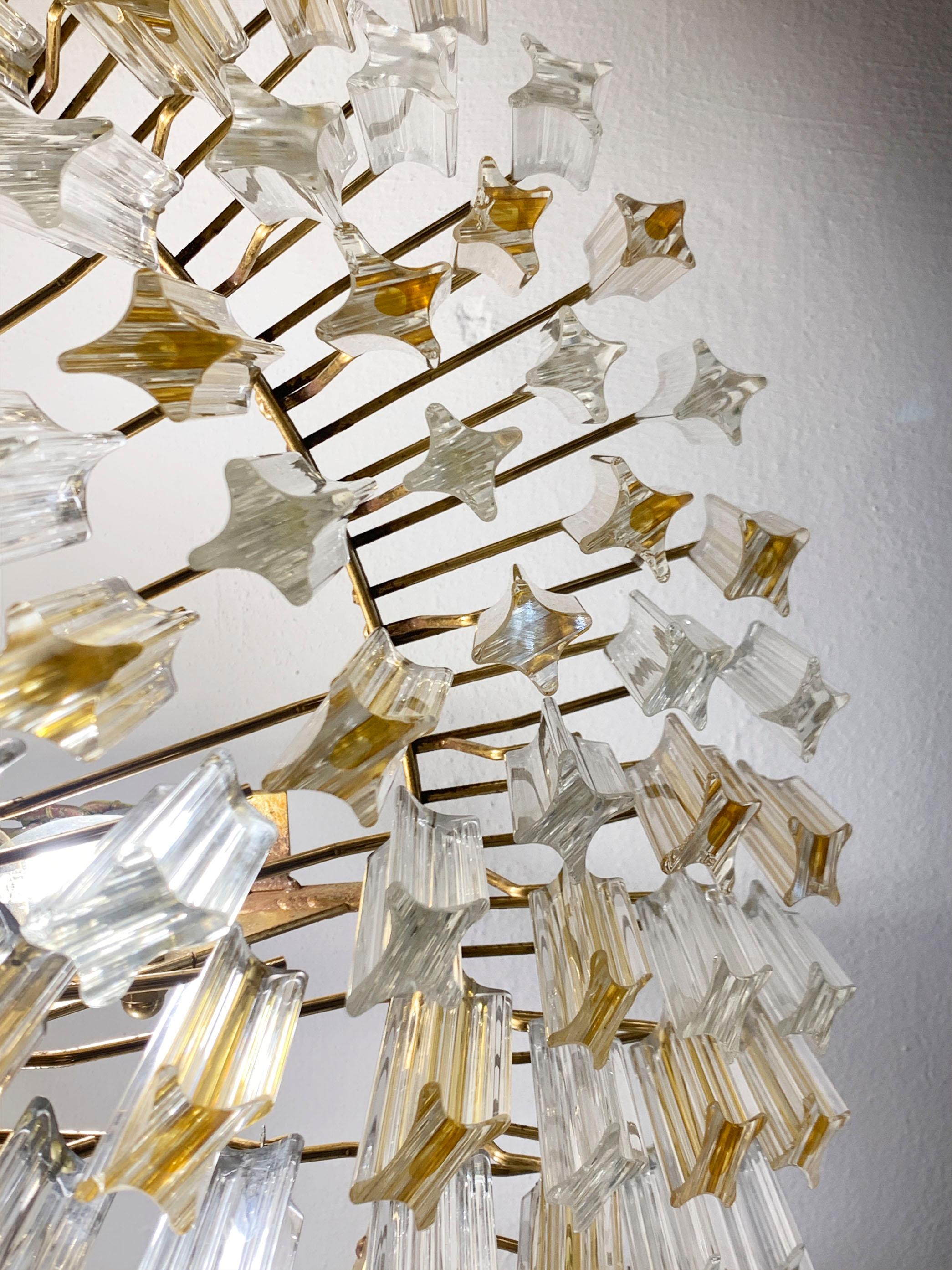 Italiano Lampadario Quadriedro in vetro di Murano di Venini , circa anni '60 in vendita