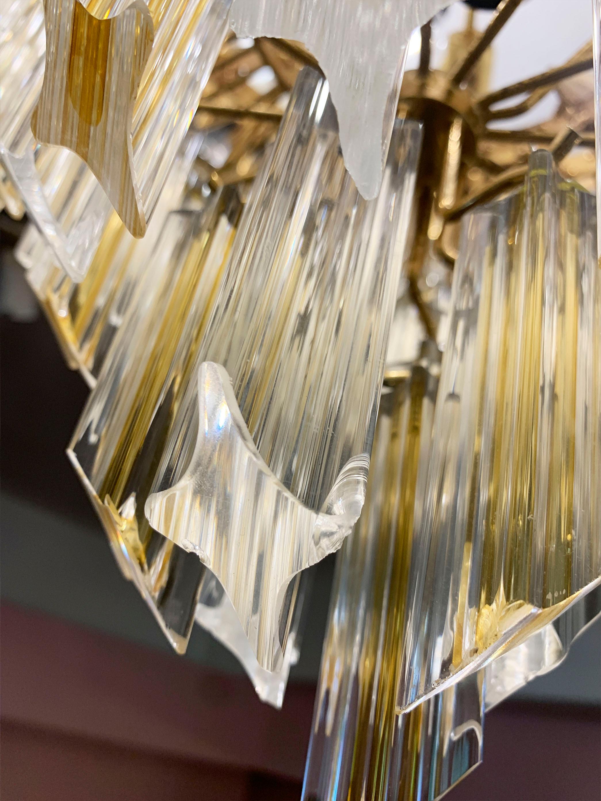 Vetro di Murano Lampadario Quadriedro in vetro di Murano di Venini , circa anni '60 in vendita
