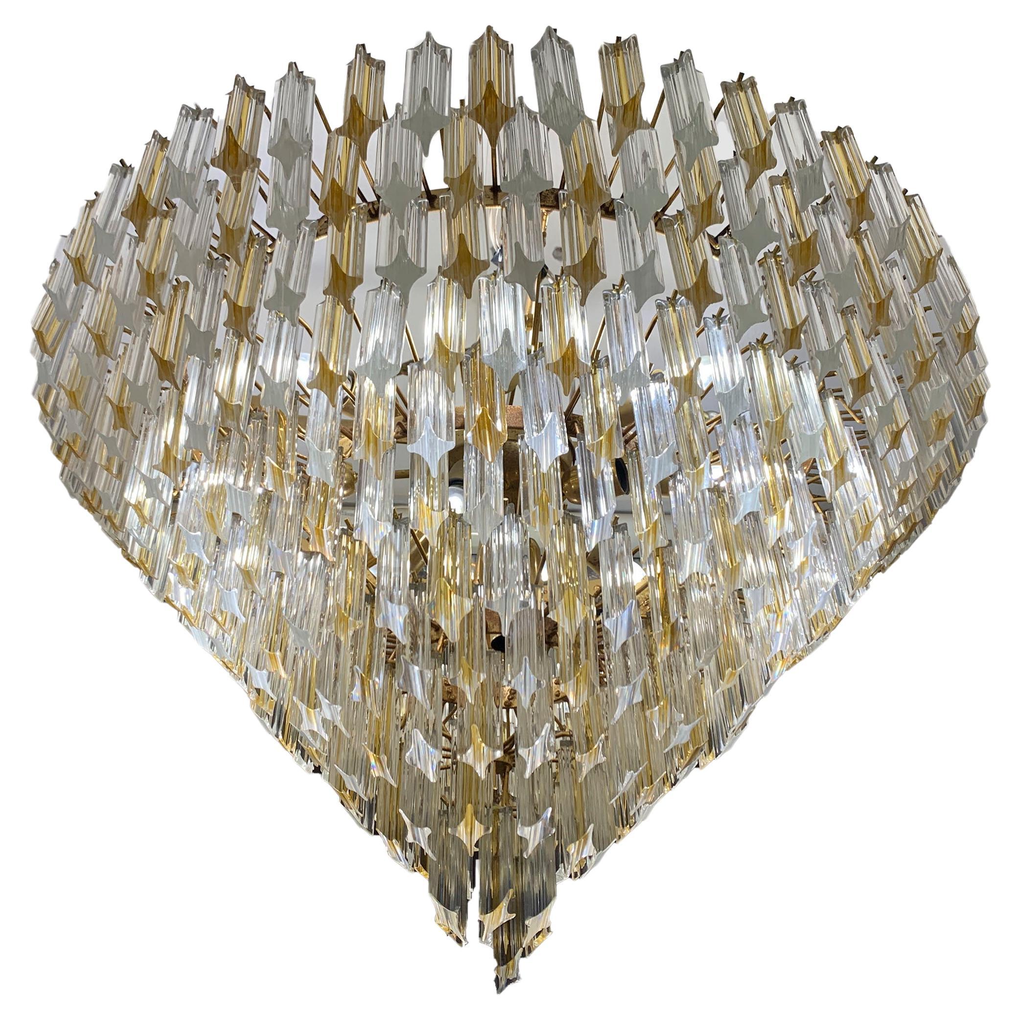 Quadriedro Murano Glass Chandelier by Venini , circa 1960s