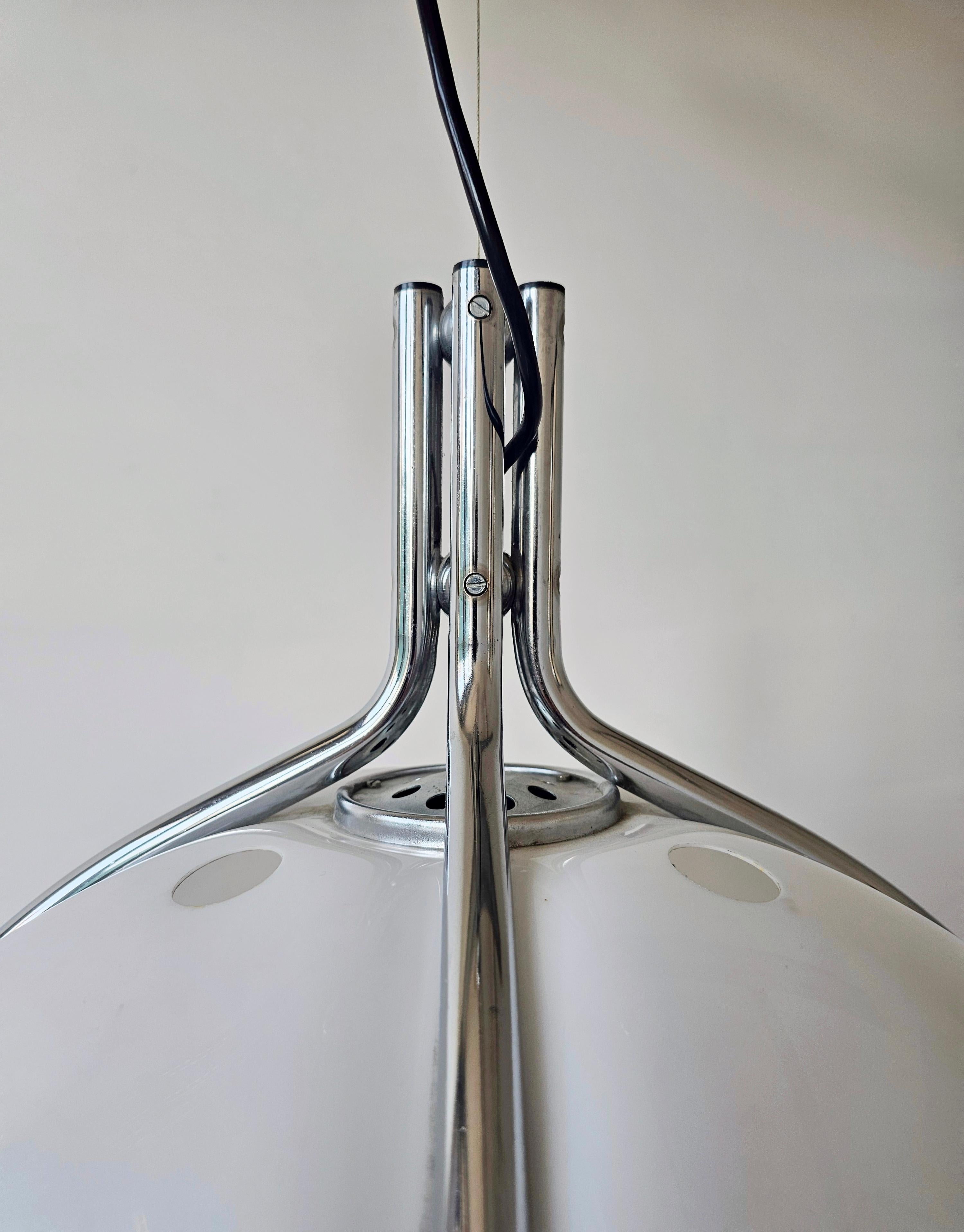 Chrome Quadrifoglio Pendant designed by Gae Aulenti for Guzzini, Yugoslavia, 1960s For Sale