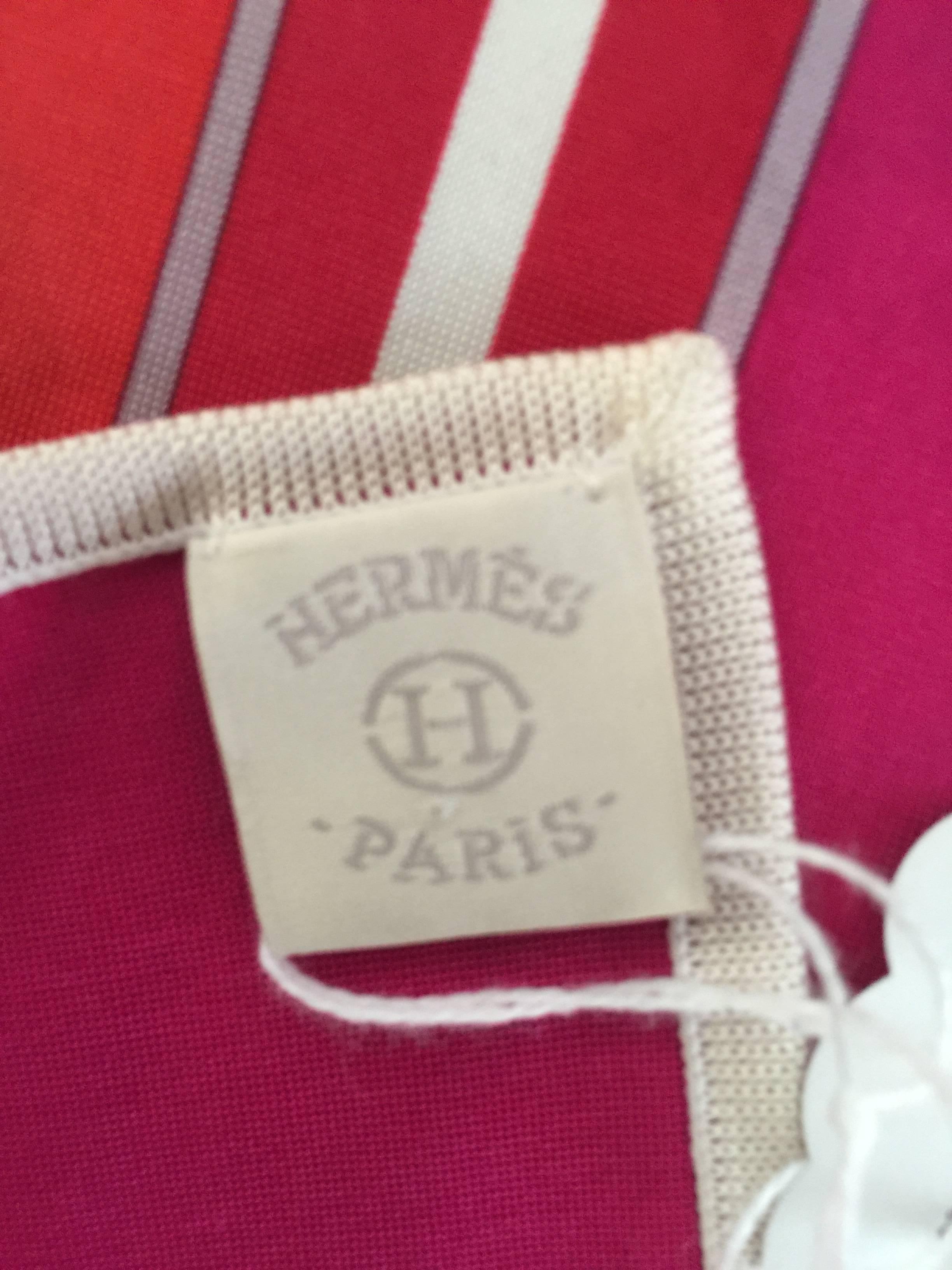 Red Quadrige Hermes Jersey silk  Scarf