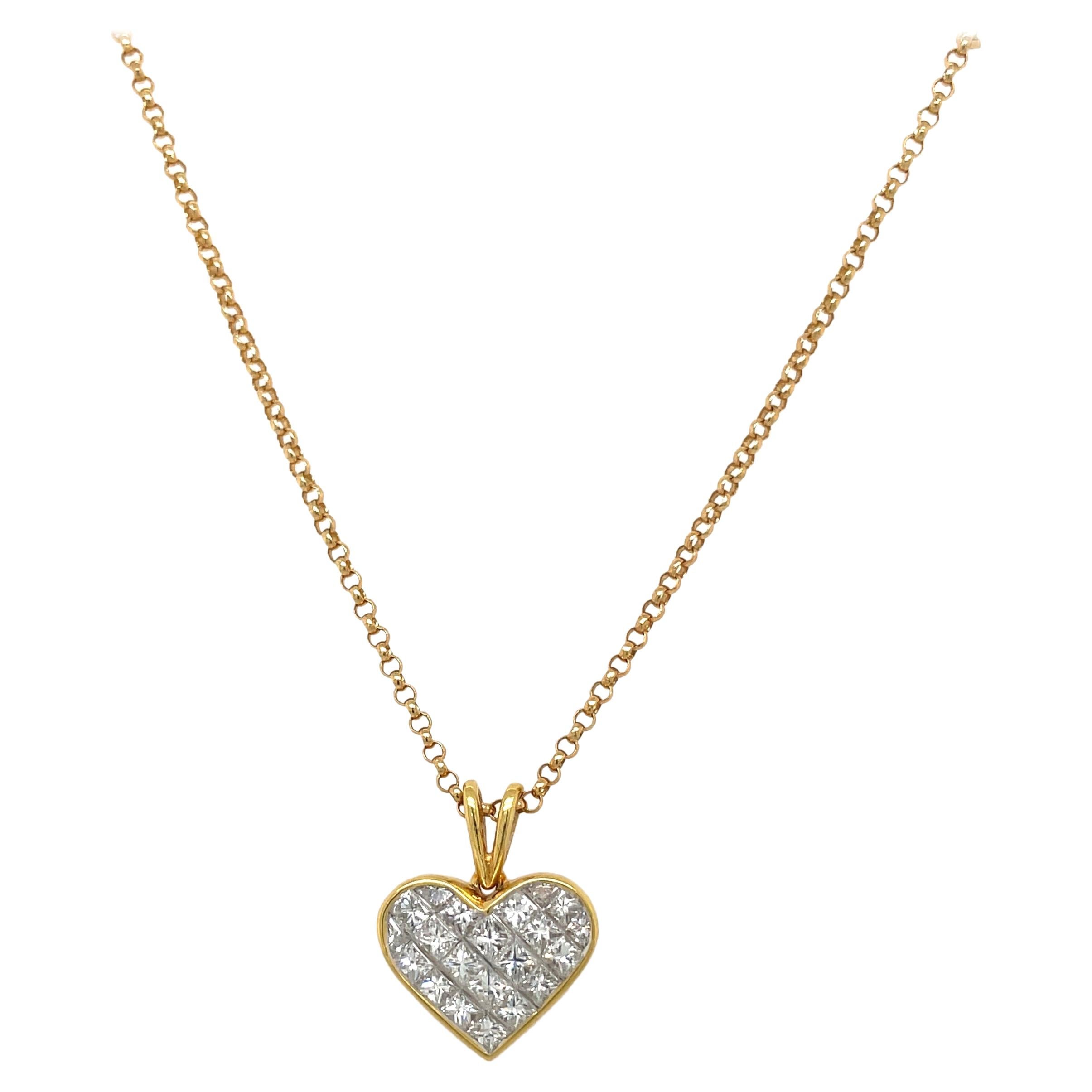 Quadrillion 18kt Yellow Gold 1.19ct Diamond Heart Pendant Necklace