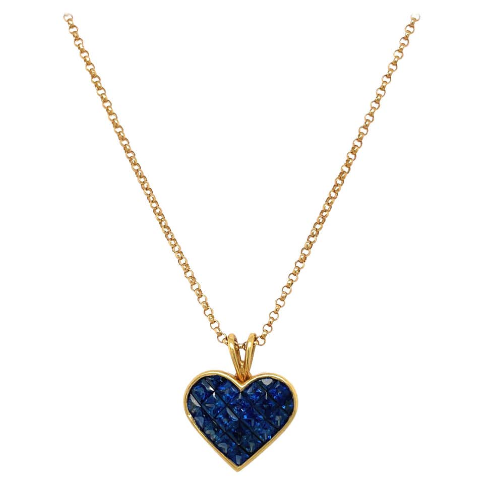 Angara Natural Heart-Shaped Sapphire Rabbit Ear Bale Pendant in 14K ...