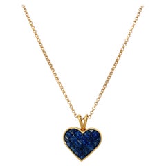 Collar Colgante Corazón, Zafiro Azul, Oro Amarillo 18 Kt, 2,53 ct