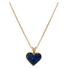 Vintage Quadrillion 18kt Yellow Gold, 2.53ct Blue Sapphire Heart Pendant Necklace