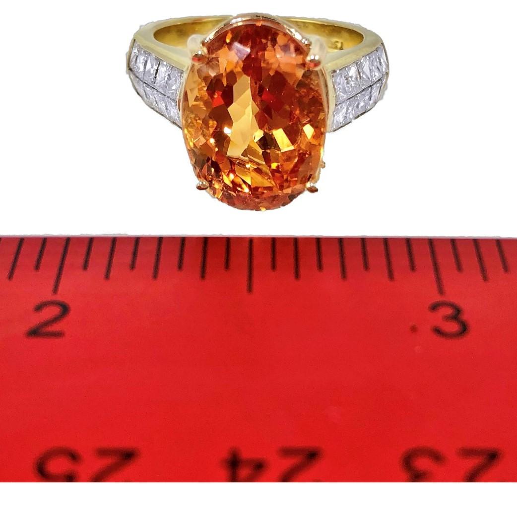 Brilliant Cut Quadrillion Brand 18 Yellow Gold Ring with 10.82ct Precious Topaz and Diamonds For Sale