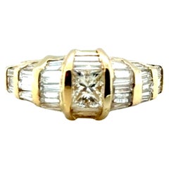 Quadrillion Look Diamond Engagement Ring Mined 2.35ct Princess 14K Yellow Gold
