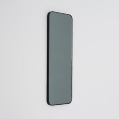 Quadris Black Tinted Rectangular Contemporary Mirror with a Black Frame, Large