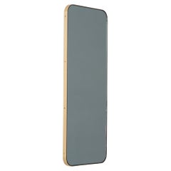Quadris Black Tinted Rectangular Contemporary Mirror with a Brass Frame, Small