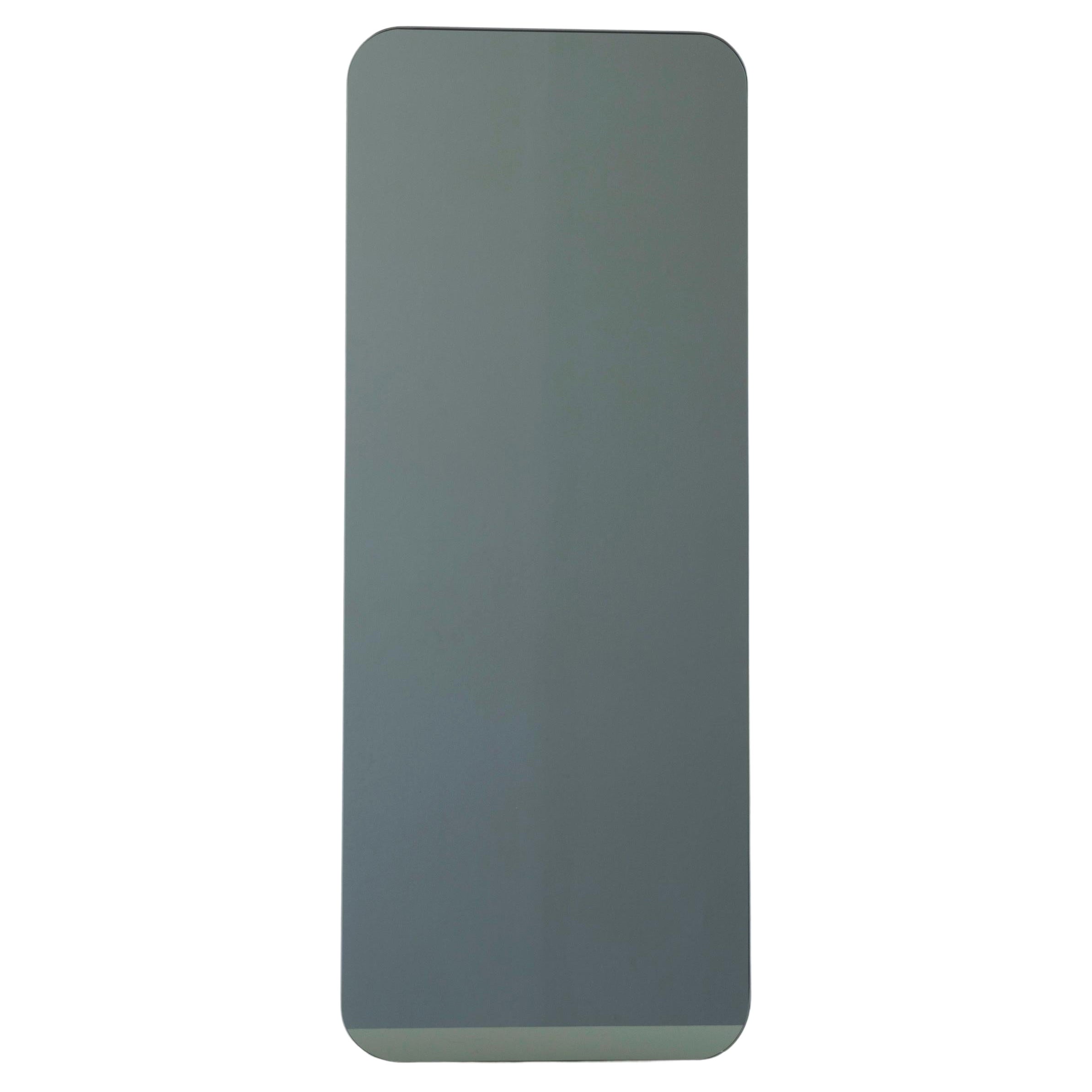 Quadris Negro Tintado Espejo Rectangular Moderno Sin Marco Efecto Flotante, Grande