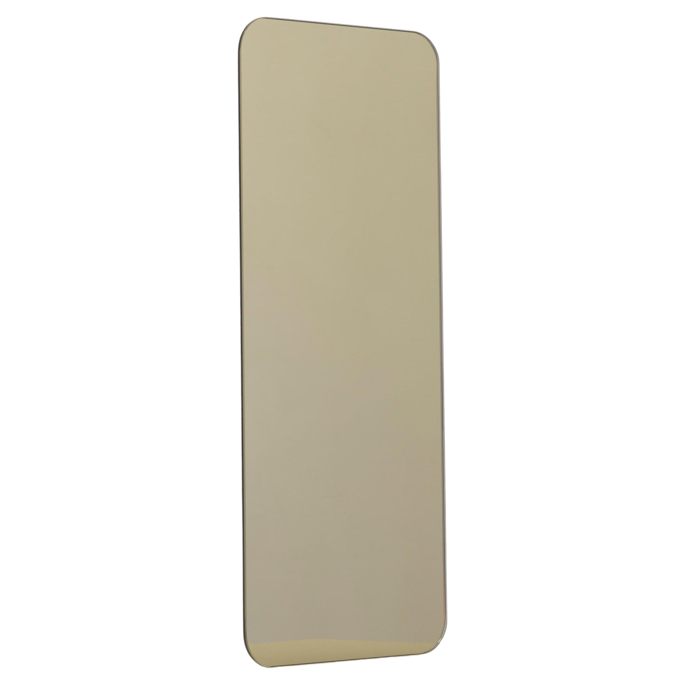 Quadris Bronze Miroir contemporain rectangulaire sans cadre à effet flottant, XL en vente