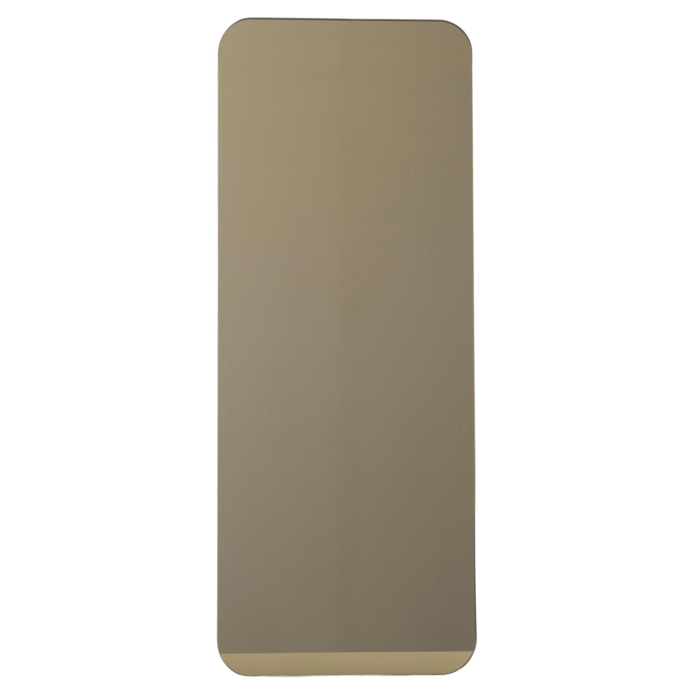 Quadris Bronze Rectangular Frameless Minimalist Mirror, Large For Sale