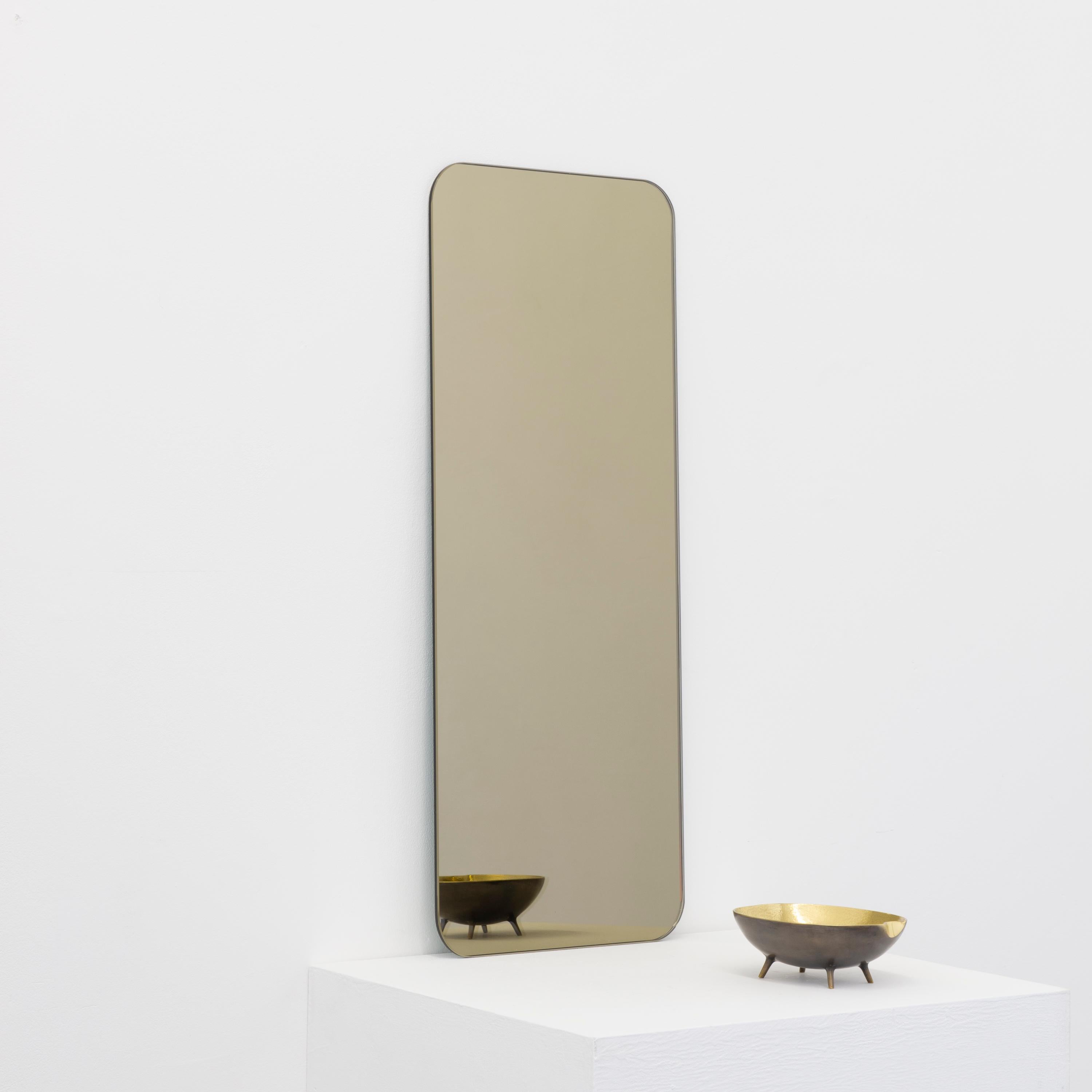 Espejo moderno rectangular sin marco Quadris Bronce, mediano Minimalista en venta