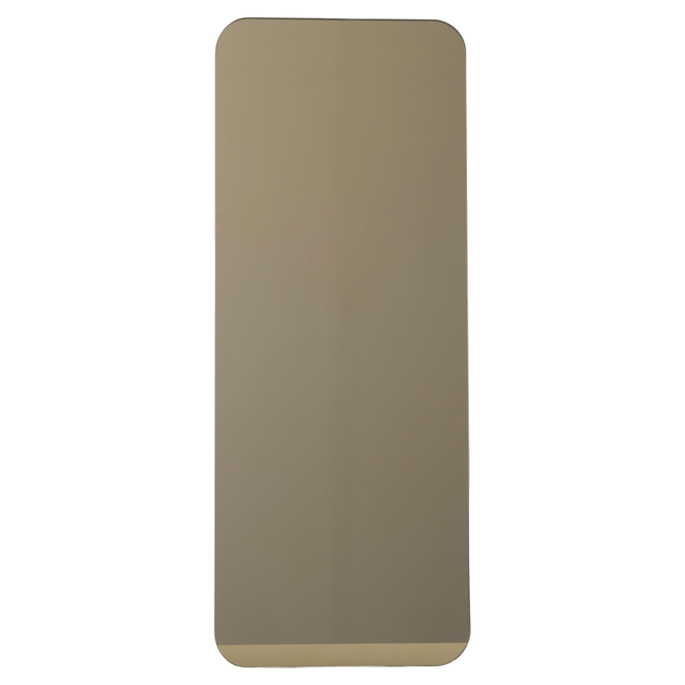 Quadris Bronze Rectangular Frameless Modern Mirror, Medium