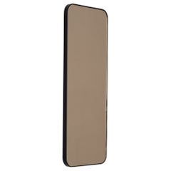 Quadris Bronze Tinted Rectangular Contemporary Mirror with a Black Frame, Small