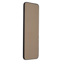 Quadris Bronze Tinted Rectangular Minimalist Mirror with a Black Frame, XL