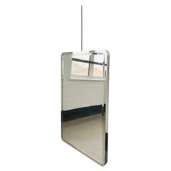 Quadris Specchio rettangolare smussato sospeso a soffitto, cornice nichelata