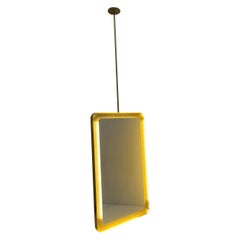 Quadris Ceiling Suspended Rectangular Illuminated Mirror, Solid Brass Tray Frame