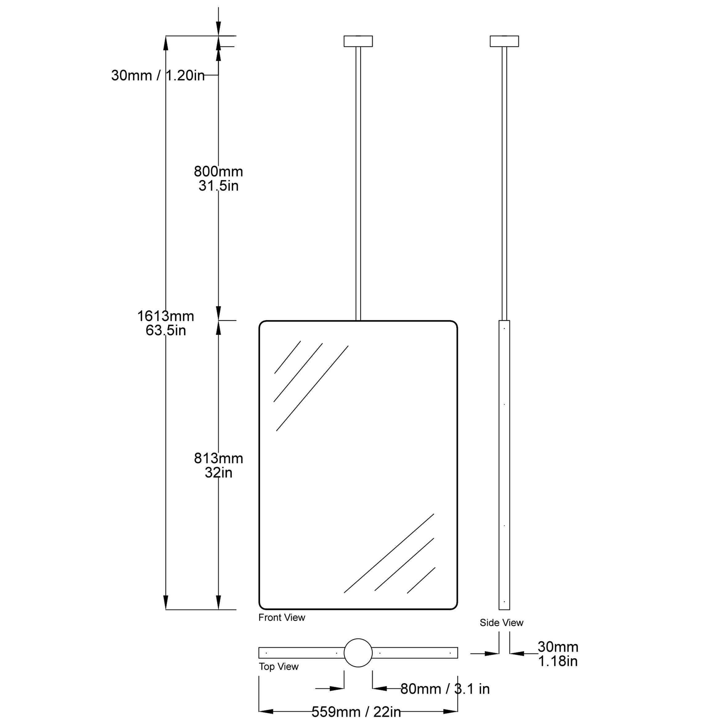 suspended bathroom mirror