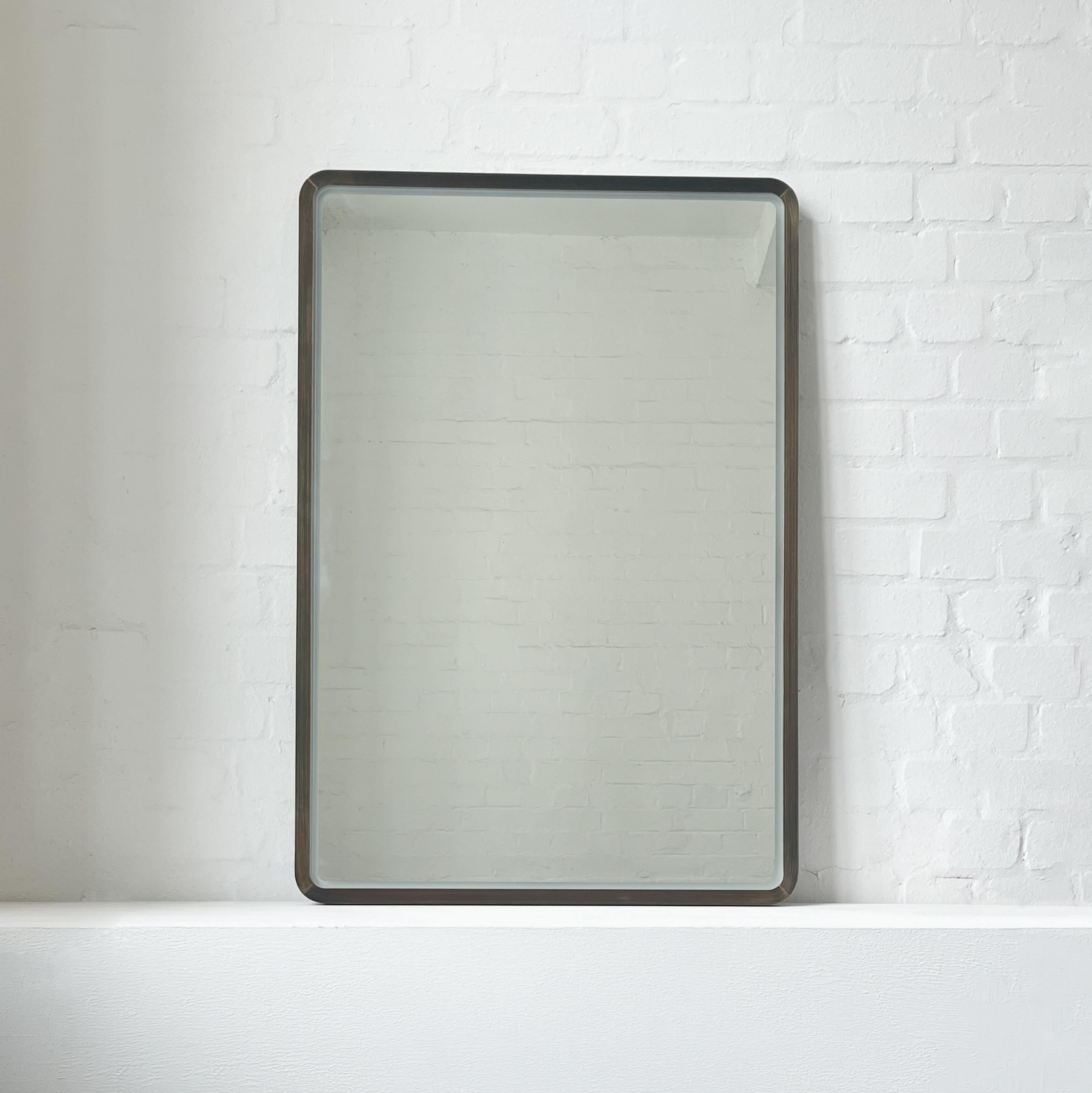 Quadris Front Illuminated Rectangular Mirror with Bronze Patina Mitred Frame In New Condition For Sale In London, GB
