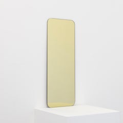 Quadris Gold Rectangular Frameless Minimalist Mirror with Floating Effect, Small