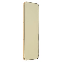 Quadris Gold Tinted Contemporary Rectangular Mirror with Brass Frame, XL