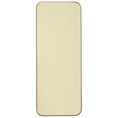 Quadris Gold Tinted Rectangular Contemporary Mirror with a Brass Frame, Medium