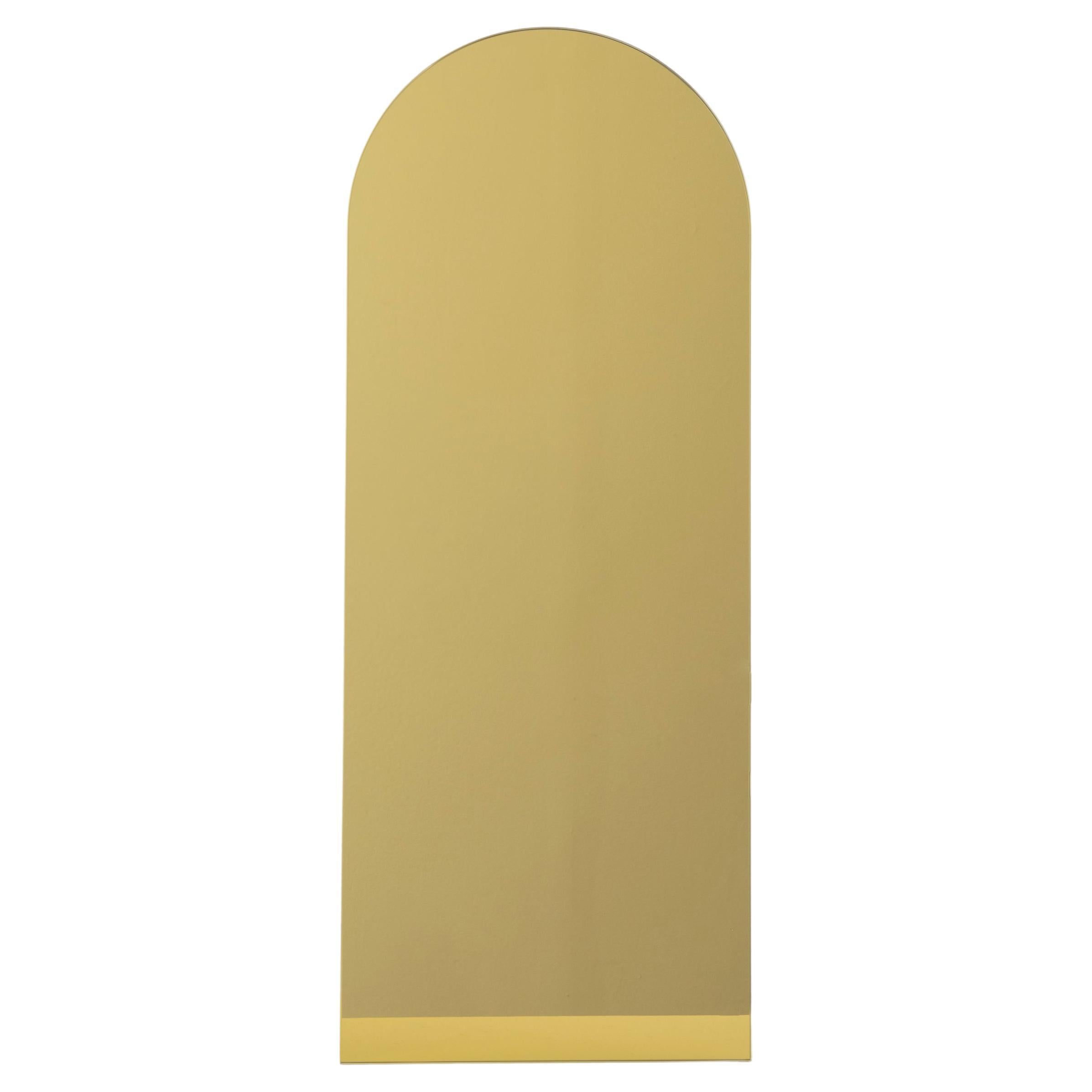 Arcus Gold getönter gewölbter rahmenloser minimalistischer Spiegel mit Schwebeeffekt, XL