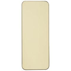 Quadris Gold Tinted Rectangular Modern Mirror with a Brass Frame, Large