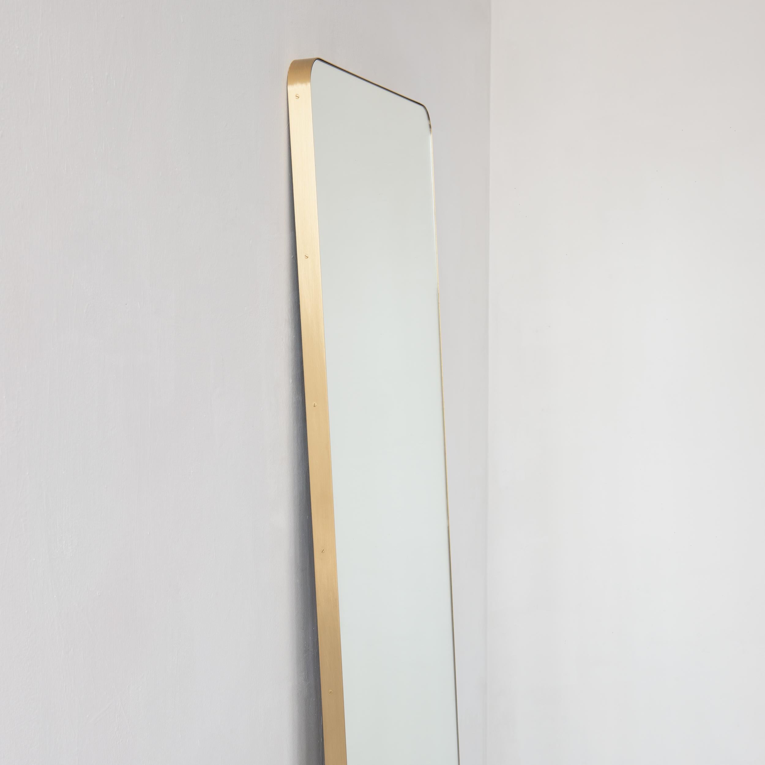 Quadris Wall leaning wall hanging Oversized Rectangular Mirror with Brass Frame For Sale 1