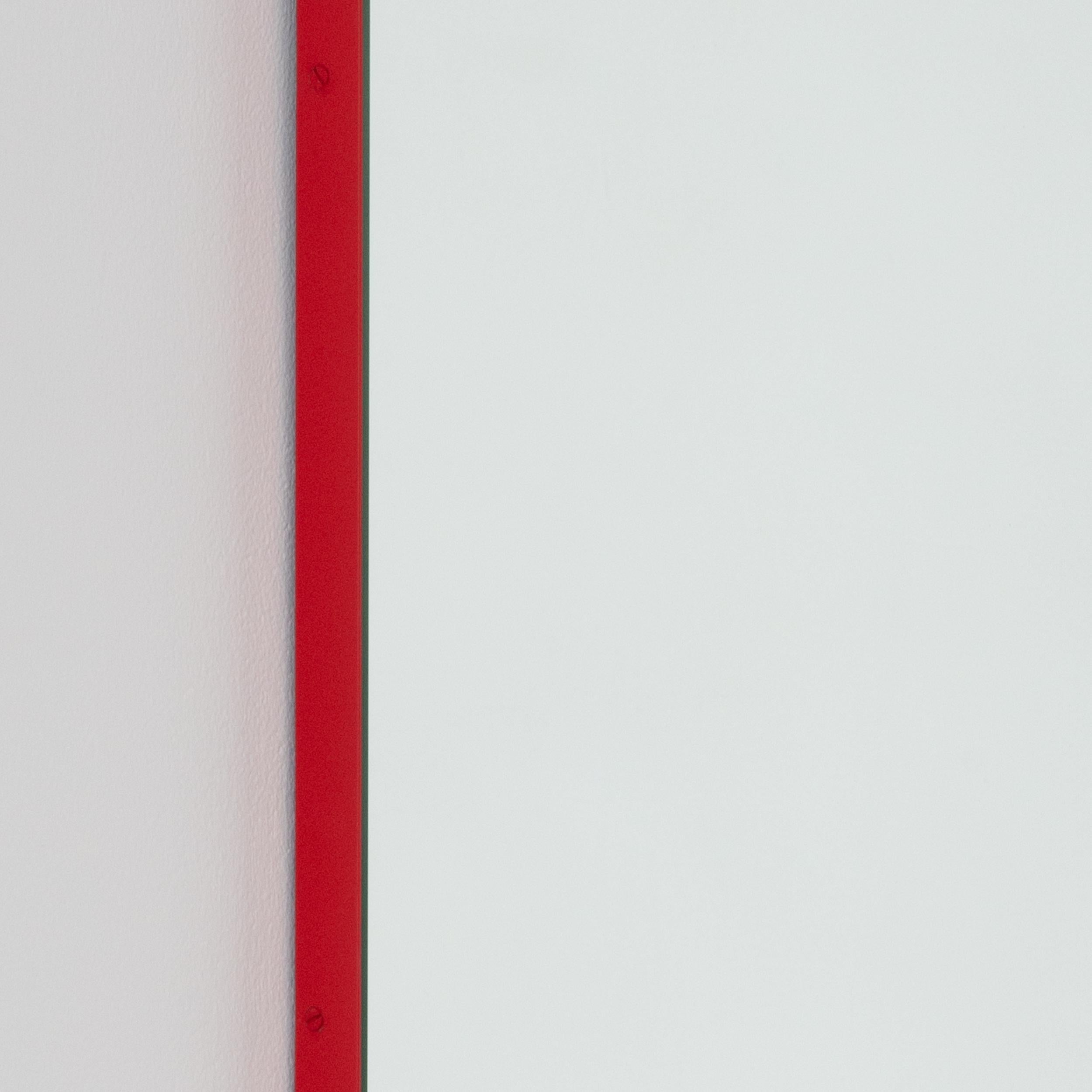 mirror with red frame