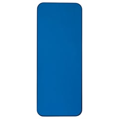 Quadris Rectangular Blue Tinted Mirror with Blue Frame, Medium